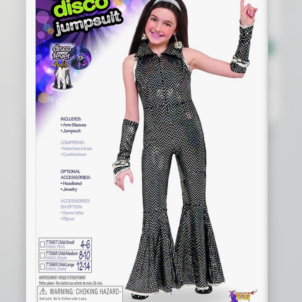 Forum Disco Jumpsuit Black Silver Sequins
